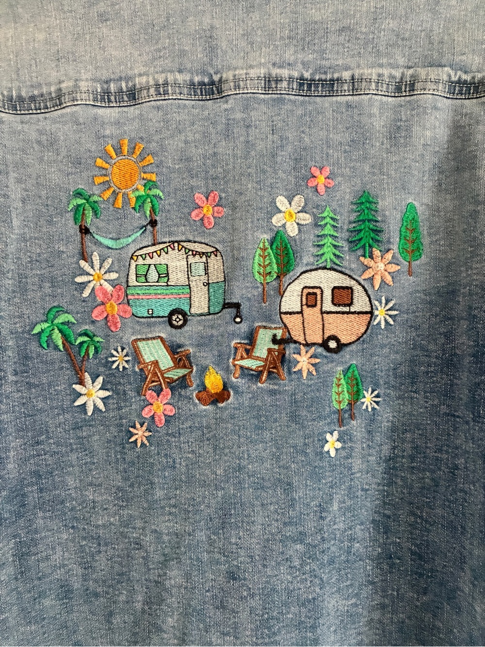 Billy T Demin Camper Embroidered Shirt size XL - Picture 10 of 11